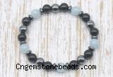 CGB8395 8mm grade A aquamarine, black onyx & hematite energy bracelet