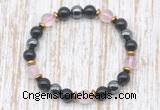 CGB8403 8mm rose quartz, black onyx & hematite energy bracelet