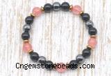 CGB8404 8mm cherry quartz, black onyx & hematite energy bracelet