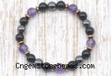 CGB8407 8mm amethyst, black onyx & hematite energy bracelet