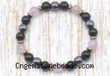 CGB8409 8mm lavender amethyst, black onyx & hematite energy bracelet