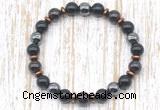 CGB8414 8mm garnet, black onyx & hematite energy bracelet