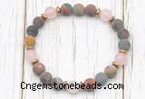 CGB8427 8mm matte picasso jasper, rose quartz & hematite power beads bracelet