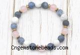 CGB8430 8mm matte sodalite, white howlite, rose quartz & hematite power beads bracelet