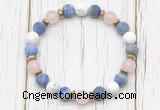 CGB8432 8mm matte lapis lazuli, white howlite, rose quartz & hematite power beads bracelet
