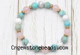 CGB8439 8mm sea sediment jasper, white howlite, rose quartz & hematite power beads bracelet