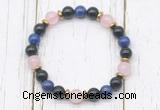 CGB8443 8mm black onyx, lapis lazuli, rose quartz & hematite power beads bracelet