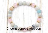 CGB8453 8mm amazonite, rose quartz & hematite power beads bracelet