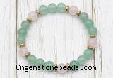 CGB8454 8mm green aventurine, rose quartz & hematite power beads bracelet