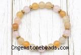 CGB8456 8mm yellow aventurine, rose quartz & hematite power beads bracelet