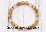 CGB8468 8mm golden tiger eye, rose quartz & hematite power beads bracelet