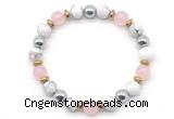 CGB8487 8mm rose quartz, white howlite & hematite energy bracelet