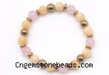 CGB8488 8mm rose quartz, honey jade & hematite energy bracelet