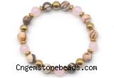 CGB8495 8mm rose quartz, zebra jasper & hematite energy bracelet