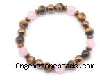 CGB8505 8mm rose quartz, yellow tiger eye & hematite energy bracelet