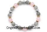 CGB8519 8mm rose quartz, labradorite & hematite energy bracelet