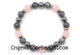 CGB8521 8mm rose quartz, black labradorite & hematite energy bracelet