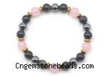 CGB8522 8mm rose quartz, golden obsidian & hematite energy bracelet