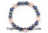 CGB8524 8mm rose quartz, lapis lazuli & hematite energy bracelet