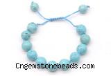 CGB8552 12mm round blue howlite adjustable macrame bracelets