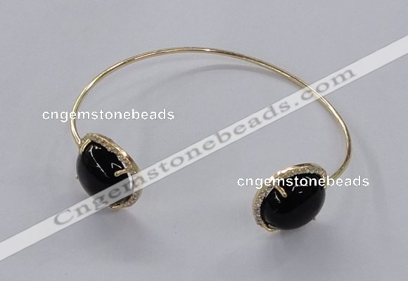 CGB856 15mm flat round agate gemstone bangles wholesale