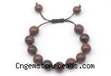 CGB8563 12mm round mahogany obsidian adjustable macrame bracelets
