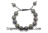 CGB8583 12mm round dragon blood jasper adjustable macrame bracelets