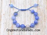 CGB8595 12mm round blue banded agate adjustable macrame bracelets