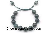 CGB8609 12mm round moss agate adjustable macrame bracelets