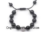 CGB8613 12mm round black onyx adjustable macrame bracelets