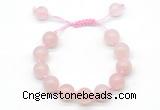 CGB8617 12mm round rose quartz adjustable macrame bracelets