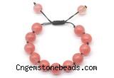CGB8623 12mm round cherry quartz adjustable macrame bracelets