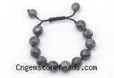 CGB8630 12mm round black labradorite adjustable macrame bracelets