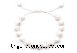 CGB8651 8mm,10mm round white howlite adjustable macrame bracelets