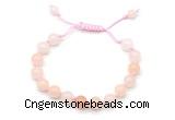 CGB8655 8mm,10mm round pink aventurine adjustable macrame bracelets