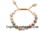 CGB8662 8mm,10mm round fossil coral adjustable macrame bracelets