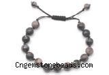 CGB8664 8mm,10mm round grey opal adjustable macrame bracelets