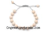 CGB8673 8mm,10mm round white fossil jasper adjustable macrame bracelets