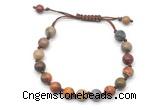 CGB8677 8mm,10mm round picasso jasper adjustable macrame bracelets