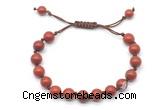 CGB8678 8mm,10mm round red jasper adjustable macrame bracelets