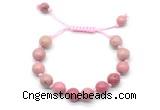 CGB8688 8mm,10mm round pink wooden jasper adjustable macrame bracelets