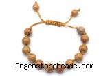 CGB8692 8mm,10mm round wooden jasper adjustable macrame bracelets