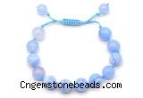 CGB8708 8mm,10mm round blue banded agate adjustable macrame bracelets