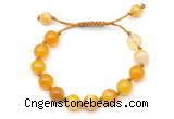 CGB8709 8mm,10mm round yellow banded agate adjustable macrame bracelets