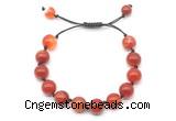 CGB8711 8mm,10mm round red banded agate adjustable macrame bracelets