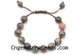 CGB8716 8mm,10mm round ocean agate adjustable macrame bracelets