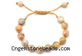 CGB8717 8mm,10mm round yellow crazy lace agate adjustable macrame bracelets