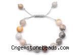 CGB8718 8mm,10mm round bamboo leaf agate adjustable macrame bracelets