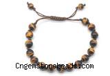 CGB8727 8mm,10mm round grade AA yellow tiger eye adjustable macrame bracelets