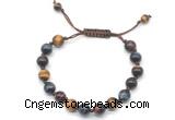CGB8730 8mm,10mm round colorful tiger eye adjustable macrame bracelets